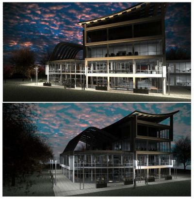 Progettazione Rendering Calcestruzzo Legno